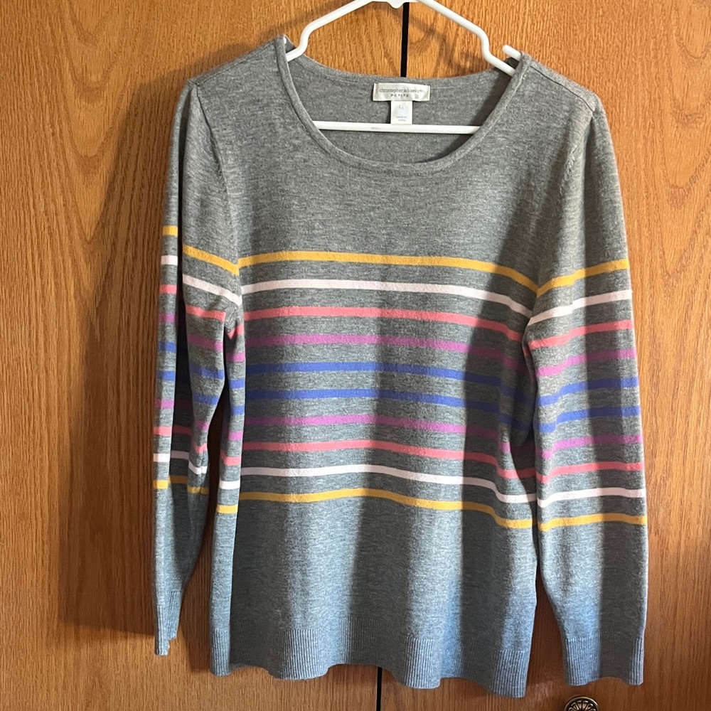 striped gray sweater
